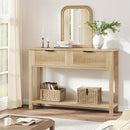 Mesa de entrada de fazenda, Mesa de console de 43 polegadas com 2 gavetas, Mesa de sofá de 2 níveis com armazenamento para sala de estar, Mesas de foyer para entrada