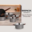 Conjunto de Panelas Brinox Ceramic Life Nox 5 Peças