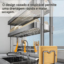 Escorredor de louça premium em aço inoxidável 2 andares