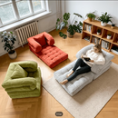 Sofá-Cama Dobrável Individual com Encosto e Almofada