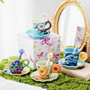 CONJUNTO 4 Xícaras e Pratos de Café de Cerâmica Pintado à Mão em Estilo Clássico Van Gogh