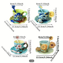 CONJUNTO 4 Xícaras e Pratos de Café de Cerâmica Pintado à Mão em Estilo Clássico Van Gogh