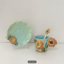 CONJUNTO 4 Xícaras e Pratos de Café de Cerâmica Pintado à Mão em Estilo Clássico Van Gogh