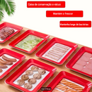 CONJUNTO 4 BandejaS Reutilizável para Armazenamento de Alimentos