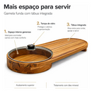 Gamela Com Tampa De Vidro E Tábua De Churrasco