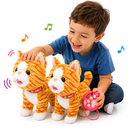 Kit 2 Gatinhos de Pelucia Laranja e Cinza com Som e Movimento