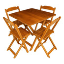 Jogo De Mesa Dobrável 70x70 C/ 4 Cadeiras Madeira Maciça