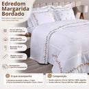 Kit Edredom Bordado 100% Algodão 180 Fios