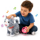Kit 2 Gatinhos de Pelucia Laranja e Cinza com Som e Movimento